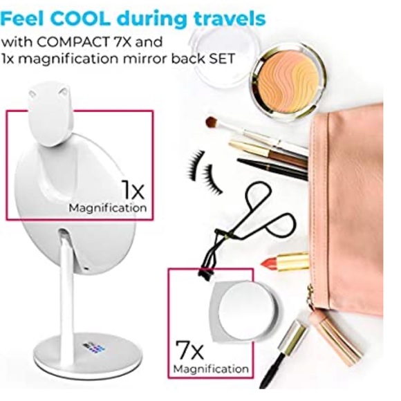 Lighted Mirror 7X Magnifying Tricolor Rechargeable - Picture 6 of 8